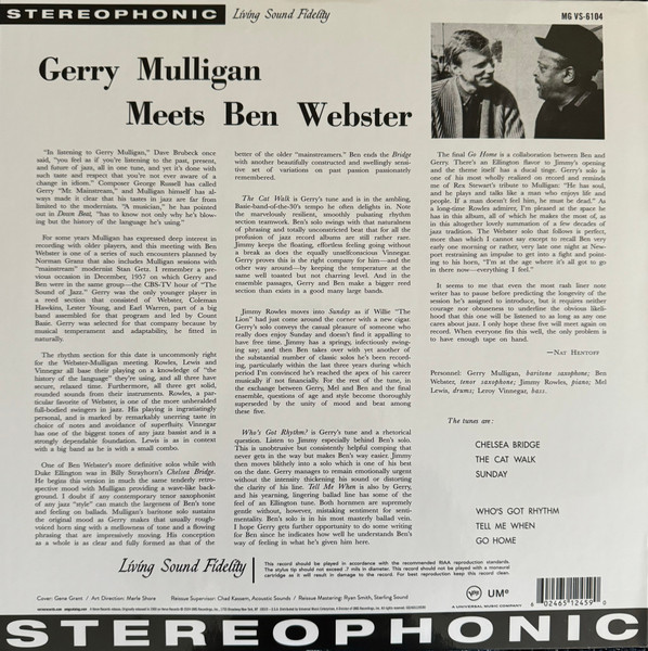 Gerry Mulligan , Ben Webster - Gerry Mulligan Meets Ben Webster | Verve Records (602465124590) - 4