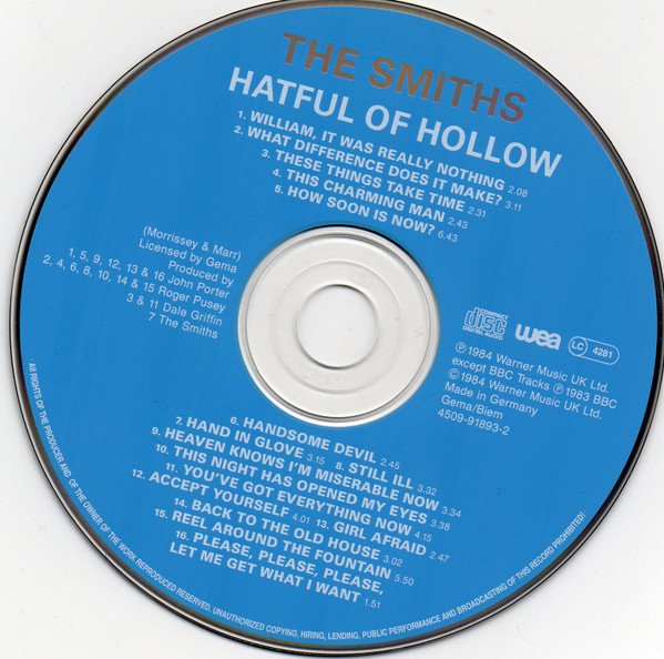 The Smiths - Hatful Of Hollow | WEA (4509-91893-2) - 3 The Smiths - Hatful Of Hollow | WEA (4509-91893-2) - 3