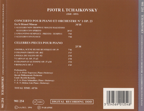 Pyotr Ilyich Tchaikovsky - Concerto Pour Piano Et Orchestre & Celebres Pieces Pour Piano | Paraphe (901 254) - 2