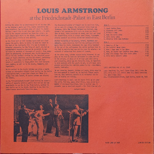 Louis Armstrong - At The Friedrichstadt-Palast In East Berlin | Black Jack (LP 3007) - 2 Louis Armstrong - At The Friedrichstadt-Palast In East Berlin | Black Jack (LP 3007) - 2