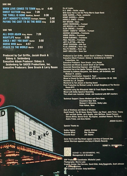 B.B. King Featuring Gene Harris And The Philip Morris Superband - Live At The Apollo | MCA Records (MCA 09637) - 3 B.B. King Featuring Gene Harris And The Philip Morris Superband - Live At The Apollo | MCA Records (MCA 09637) - 3