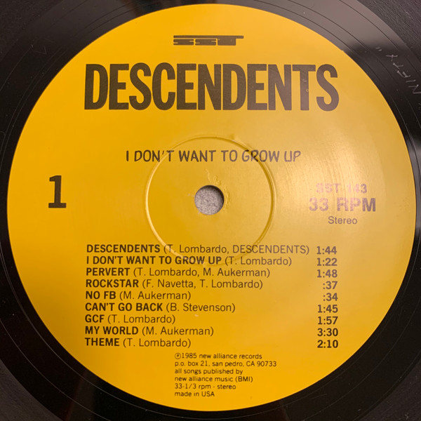 Descendents - I Don't Want To Grow Up [Vinyl] | SST Records (SST 143) - 3