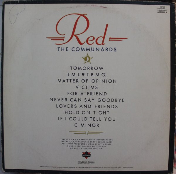 The Communards - Red | London Records (828 066-1) - 2
