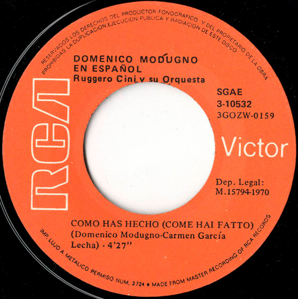 Domenico Modugno - Como Has Hecho / Recordando Con Ternura (En Español) | RCA Victor (3-10532) - 3 Domenico Modugno - Como Has Hecho / Recordando Con Ternura (En Español) | RCA Victor (3-10532) - 3