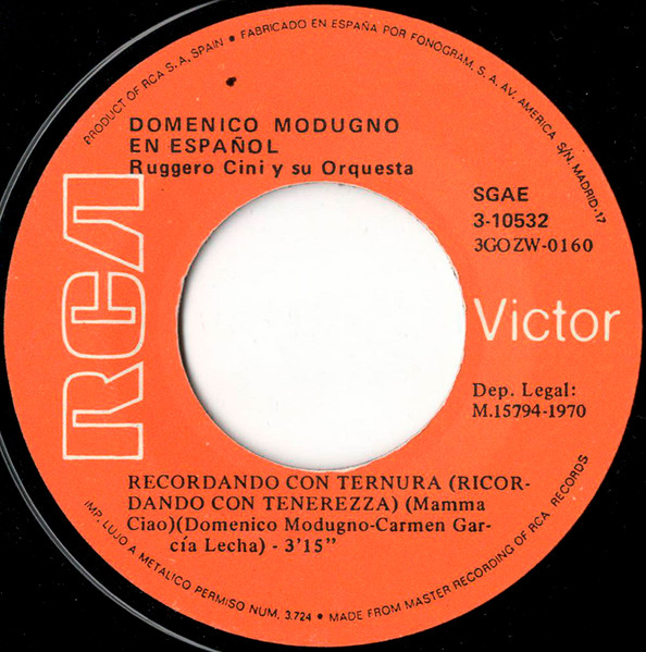 Domenico Modugno - Como Has Hecho / Recordando Con Ternura (En Español) | RCA Victor (3-10532) - 4 Domenico Modugno - Como Has Hecho / Recordando Con Ternura (En Español) | RCA Victor (3-10532) - 4