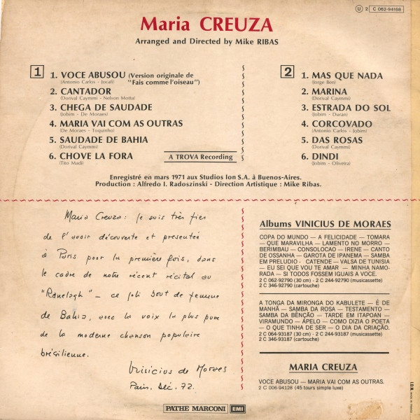 Maria Creuza - Voce Abusou | Columbia (2C 062-94.168) - 2