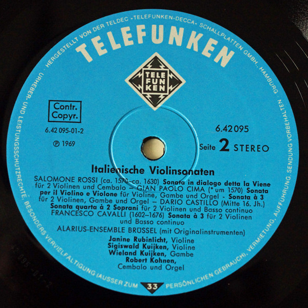 Antonio Bertali ∙ Carlo Farina ∙ Salomone Rossi ∙ Giovanni Paolo Cima ∙ Dario Castello ∙ Francesco Cavalli - Alarius-Ensemble - Italienische Violinsonaten ∙ Italian Violin Sonatas | Telefunken (6.42095 AN) - 4 Antonio Bertali ∙ Carlo Farina ∙ Salomone Rossi ∙ Giovanni Paolo Cima ∙ Dario Castello ∙ Francesco Cavalli - Alarius-Ensemble - Italienische Violinsonaten ∙ Italian Violin Sonatas | Telefunken (6.42095 AN) - 4