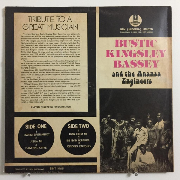 Burstic Kingsley Bassey & His Professional Pioneers Dance Band - Asua Mi | Ben (BINT 1005) - 3