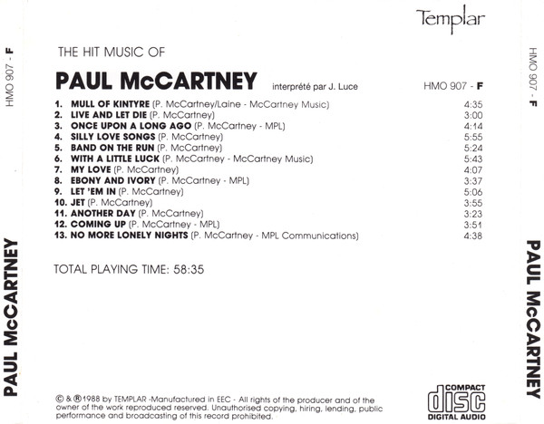 J. Luce - The Hit Music Of Paul McCartney | Templar (HMO 907 - F) - 2