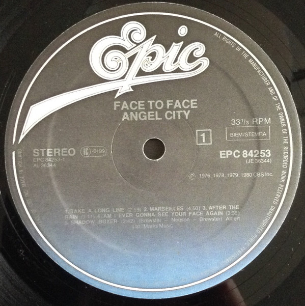 Angel City - Face To Face | Epic (EPC 84253) - 2
