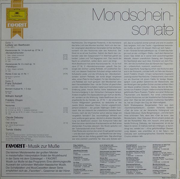 Wilhelm Kempff , Tamás Vásáry - Mondscheinsonate • Clair De Lune • Nocturnes • Moment Musical Nr.1 u.a. | Deutsche Grammophon (2535 639) - 2 Wilhelm Kempff , Tamás Vásáry - Mondscheinsonate • Clair De Lune • Nocturnes • Moment Musical Nr.1 u.a. | Deutsche Grammophon (2535 639) - 2