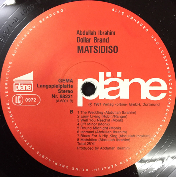 Abdullah Ibrahim / Dollar Brand - Matsidiso | pläne (88231) - 4