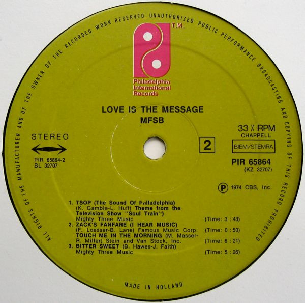 MFSB - Love Is The Message | Philadelphia International Records (PIR 65864) - 4 MFSB - Love Is The Message | Philadelphia International Records (PIR 65864) - 4