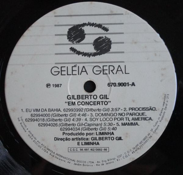 Gilberto Gil - Gilberto Em Concerto | Geléia Geral (670.9001) - 2 Gilberto Gil - Gilberto Em Concerto | Geléia Geral (670.9001) - 2