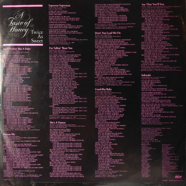 A Taste Of Honey - Twice As Sweet | Capitol Records (ST-12089) - 3 A Taste Of Honey - Twice As Sweet | Capitol Records (ST-12089) - 3