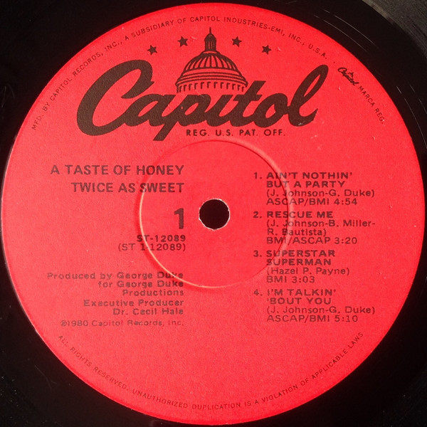 A Taste Of Honey - Twice As Sweet | Capitol Records (ST-12089) - 4 A Taste Of Honey - Twice As Sweet | Capitol Records (ST-12089) - 4