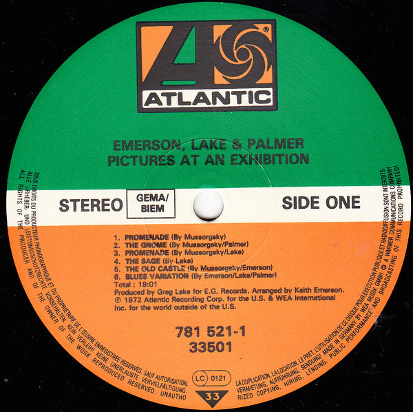 Emerson, Lake & Palmer - Pictures At An Exhibition | Atlantic (781 521-1) - 2