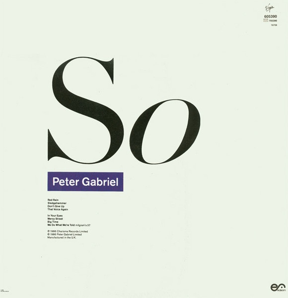 Peter Gabriel - So | Virgin (605390) - 2