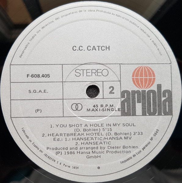 C.C. Catch - Heartbreak Hotel ·Room 69 - Mix· | Ariola (F-608.405) - 4