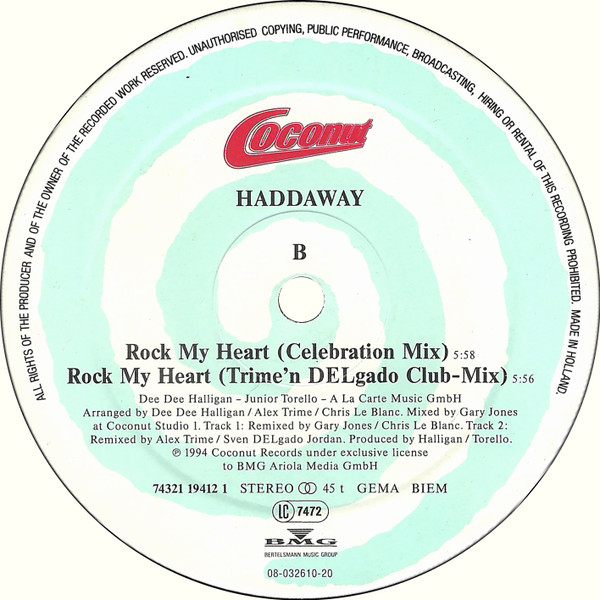 Haddaway - Rock My Heart | Coconut (74321 19412 1) - 4