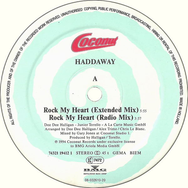 Haddaway - Rock My Heart | Coconut (74321 19412 1) - 3