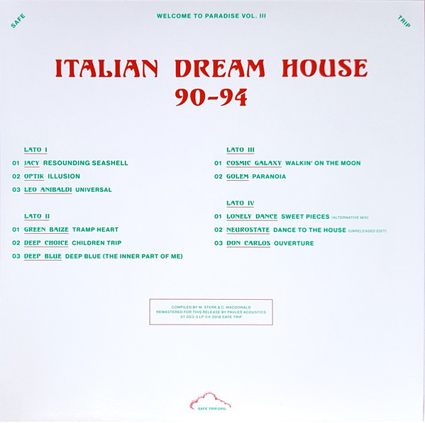 Various - Welcome To Paradise Vol. III: Italian Dream House 90-94 | Safe Trip (ST 003-3 LP)