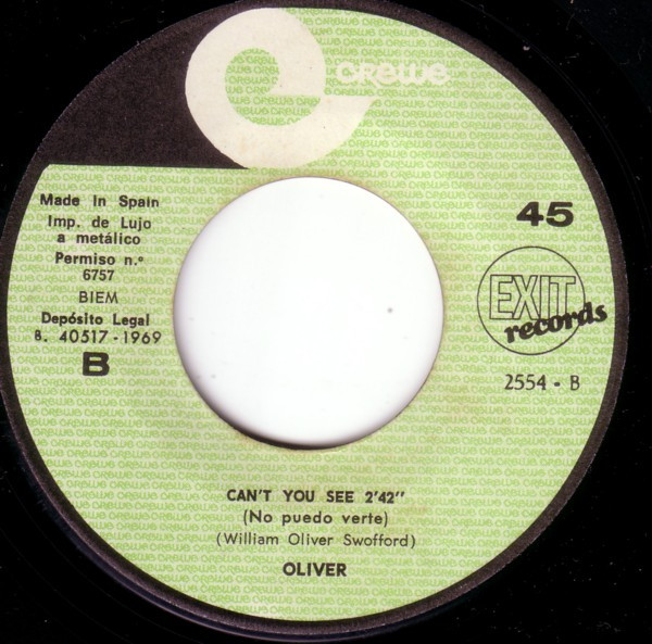 Oliver - Good Morning Starshine / Can't You See | Exit Records (2.554-B) - 3