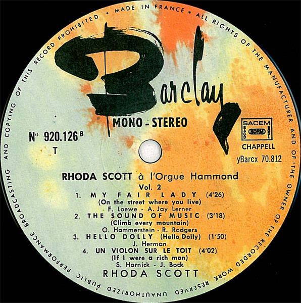 Rhoda Scott - A L'Orgue Hammond Vol 2 | Barclay (920 126) - 4 Rhoda Scott - A L'Orgue Hammond Vol 2 | Barclay (920 126) - 4