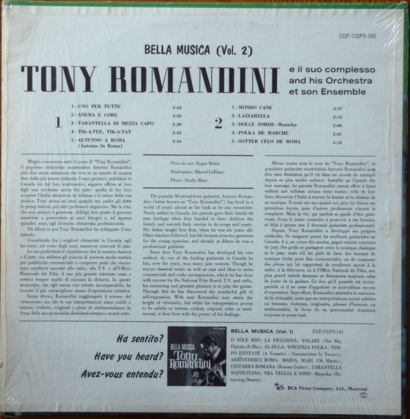 Tony Romandini - Bella Musica Vol.2 | RCA Victor (CGP-160) - 2 Tony Romandini - Bella Musica Vol.2 | RCA Victor (CGP-160) - 2