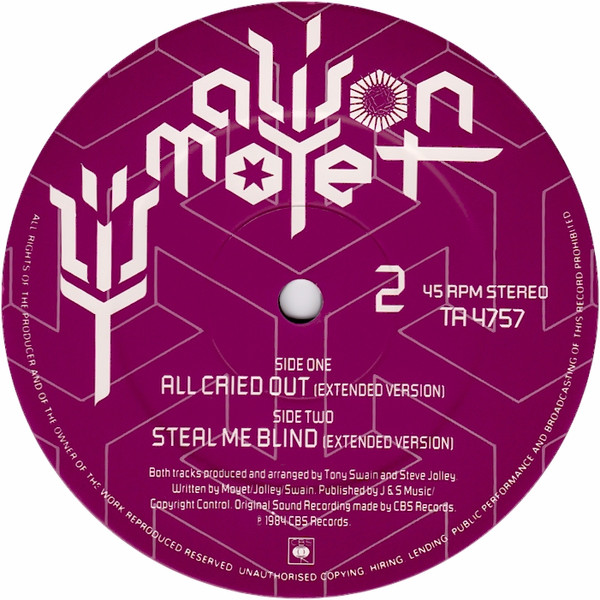 Alison Moyet - All Cried Out | CBS (TA 4757) - 3