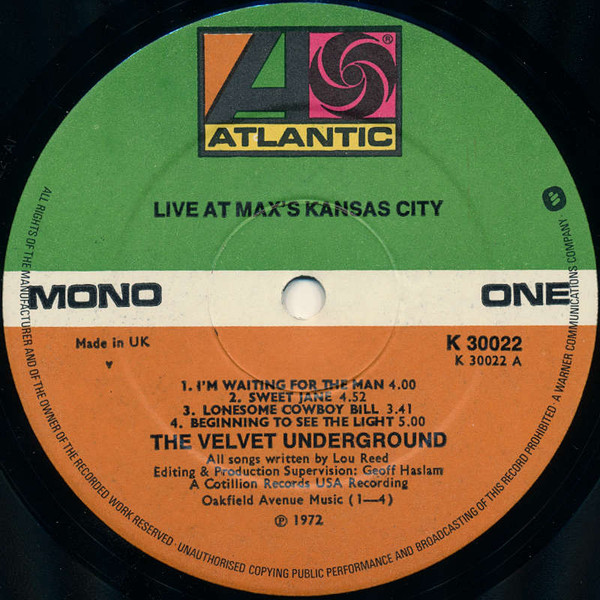 The Velvet Underground - Live At Max's Kansas City | Atlantic (K 30022) - 3