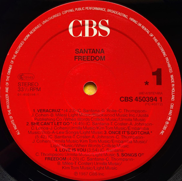 Santana - Freedom | CBS (CBS 450394 1) - 3