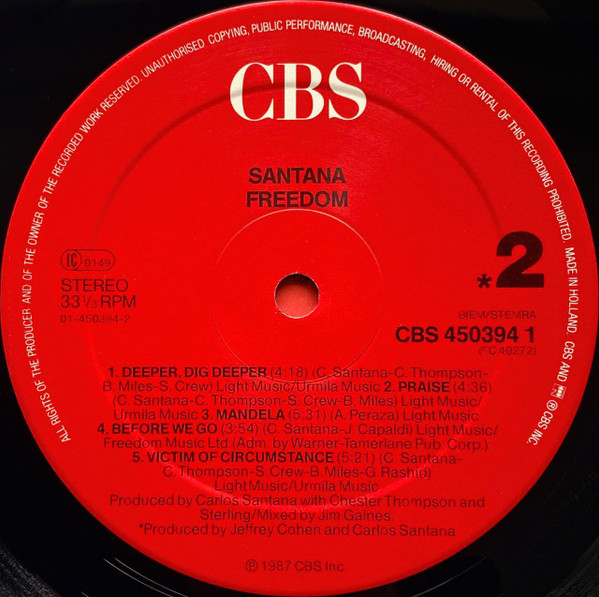 Santana - Freedom | CBS (CBS 450394 1) - 4