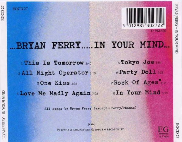 Bryan Ferry - In Your Mind | EG (EGCD 27) - 2