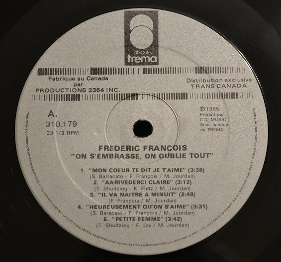 Frédéric François - On S'embrasse, On Oublie Tout [Vinyl] | Trema (310 179) - 3