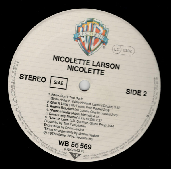 Nicolette Larson - Nicolette | Warner Bros. Records (WB 56 569) - 4