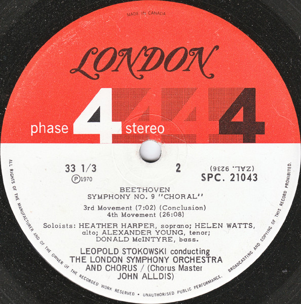 Ludwig van Beethoven - Leopold Stokowski Conducting London Symphony Orchestra And London Symphony Chorus - Symphony No. 9 ("Choral") | London Records (SPC 21043) - 3