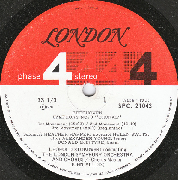 Ludwig van Beethoven - Leopold Stokowski Conducting London Symphony Orchestra And London Symphony Chorus - Symphony No. 9 ("Choral") | London Records (SPC 21043) - 2