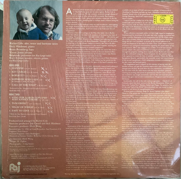 Richie Cole - Alto Annie's Theme | Palo Alto Records (PA 8036-N) - 2 Richie Cole - Alto Annie's Theme | Palo Alto Records (PA 8036-N) - 2