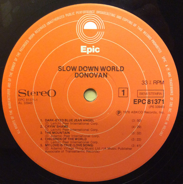 Donovan - Slow Down World | Epic (EPC 81371) - 3 Donovan - Slow Down World | Epic (EPC 81371) - 3