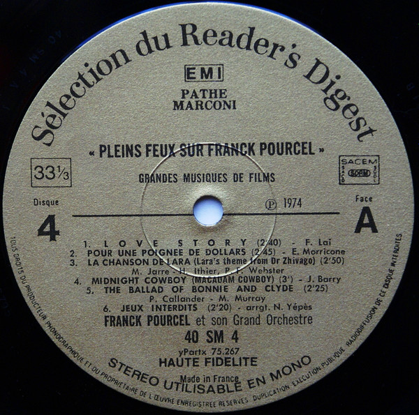 Franck Pourcel - Pleins Feux Sur Franck Pourcel 4 (Grandes Musiques De Films) | Reader's Digest (40 SM 4) - 4