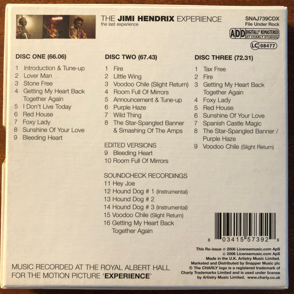 The Jimi Hendrix Experience - The Last Experience | Charly Records (SNAJ739CDX) - 2