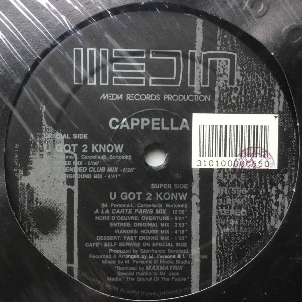 Cappella - U Got 2 Know | Media Records (MR 598)