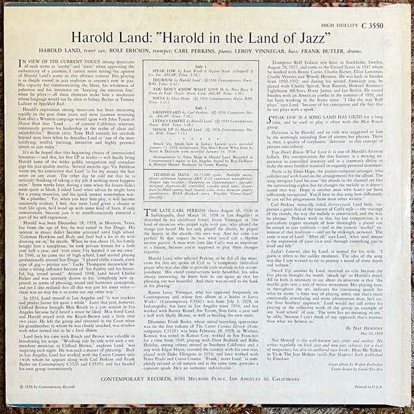 Harold Land - Harold In The Land Of Jazz | Contemporary Records (C3550) - 2 Harold Land - Harold In The Land Of Jazz | Contemporary Records (C3550) - 2