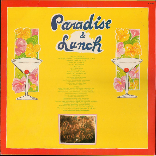 Ry Cooder - Paradise And Lunch | Reprise Records (K 44260) - 2
