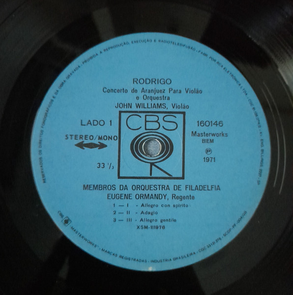 John Williams / Eugene Ormandy - Joaquín Rodrigo / Mario Castelnuovo Tedesco / The Philadelphia Orchestra - Two Favorite Guitar Concertos | CBS (160146) - 2