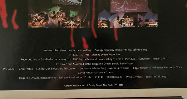 Tangerine Dream - Pergamon - Live At The »Palast Der Republik« GDR | Caroline Records (CAROL 1333) - 3