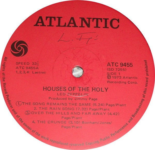 Led Zeppelin - Houses Of The Holy | Atlantic (ATC 9455) - 3
