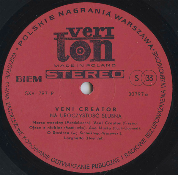 Wiesław Ochman , Marian Sawa , Klemens Kamiński - Veni Creator - Na Uroczystość Ślubną - Wedding Music | Veriton (SXV-797) - 3