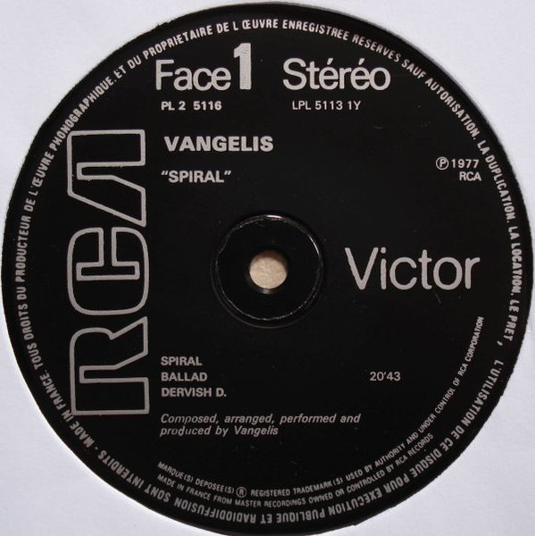 Vangelis - Spiral | RCA Victor (PL 25116) - 4 Vangelis - Spiral | RCA Victor (PL 25116) - 4